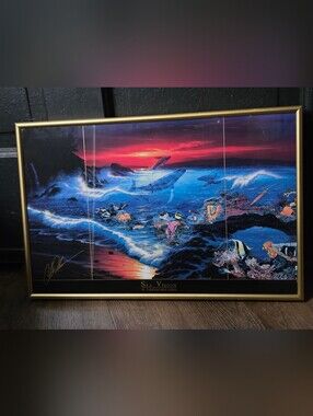 Vintage Signed Christian Riese Lassen "Sea Vision" Triptych-Styled Art Print
